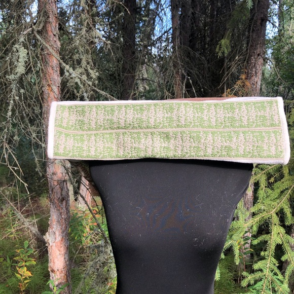 Brown Green Cream Stripe Recycled Carpet Tote Bag Purse Gold Lining Tapestry - Picture 9 of 10